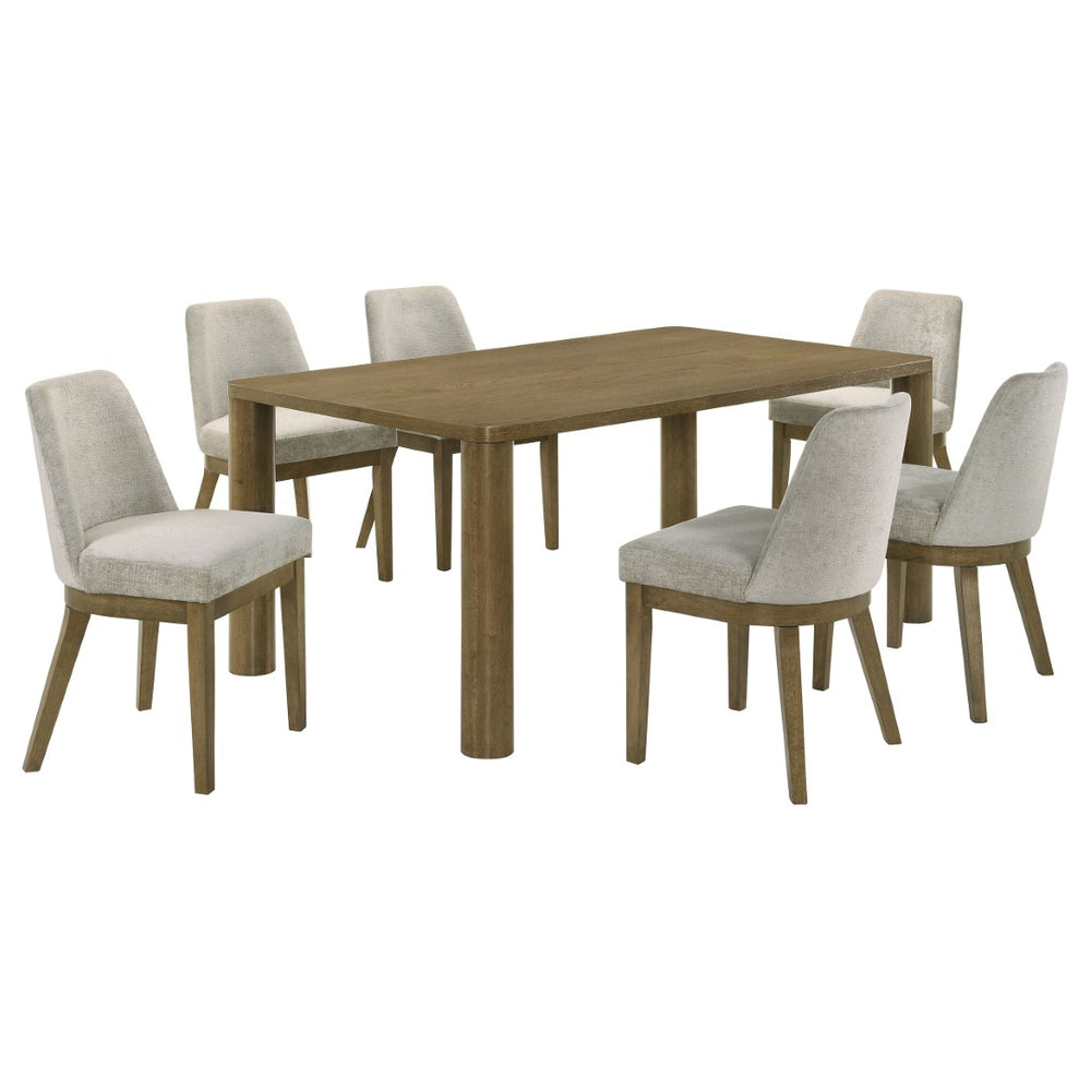 English Elm Sexton Farmhouse Rectangular Dining Set Seats Four with Upholstered Chairs B062S01457