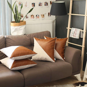 HomeRoots Set of Four 18" Geometric Zippered Throw Pillows in Brown & Grey for Stylish Home Décor Accent 471831