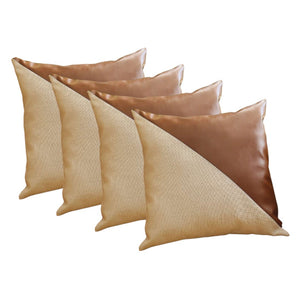 HomeRoots Set of Four 18" Geometric Zippered Throw Pillows in Brown & Grey for Stylish Home Décor Accent 471831