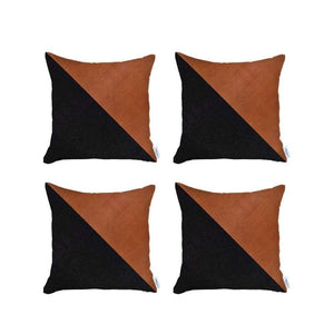 HomeRoots Set of Four Stylish Brown and Black Throw Pillows for Modern Home Décor and Cozy Comfort 471832