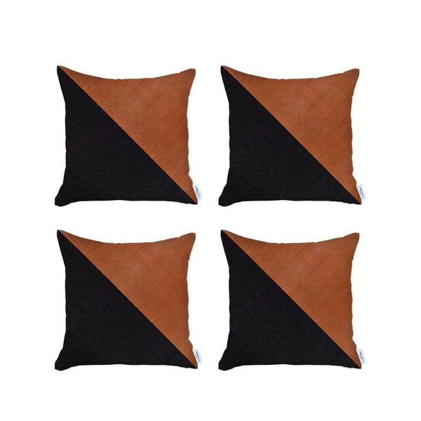 HomeRoots Set of Four Stylish Brown and Black Throw Pillows for Modern Home Décor and Cozy Comfort 471832
