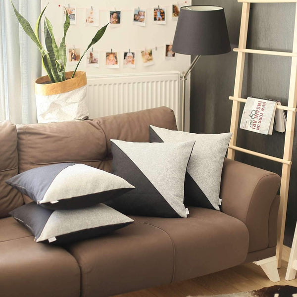 HomeRoots Set of Four Stylish 18" Geometric Grey and Black Throw Pillows - Handmade, Zippered, Durable Comfort 471837
