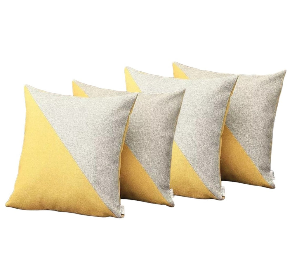 HomeRoots Set of Four 18" Yellow and Gray Color Block Throw Pillows for Stylish Home Décor & Comfort Upgrade 471838