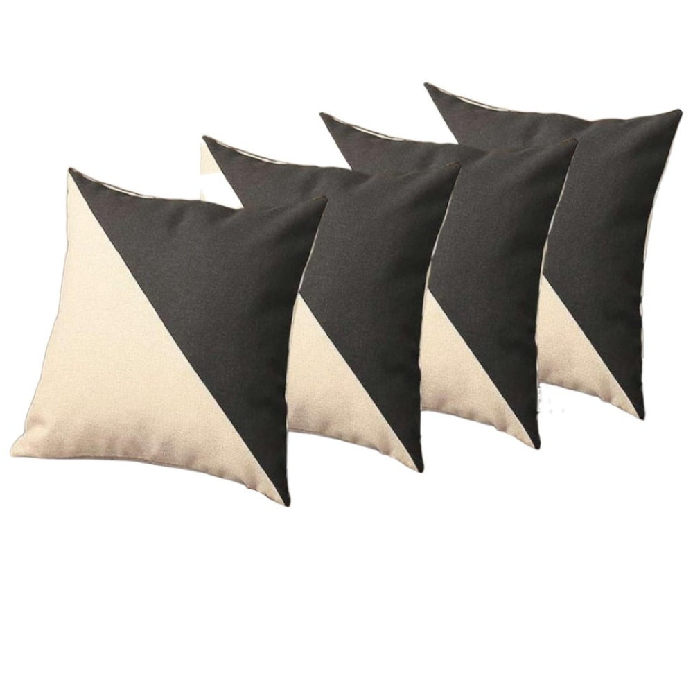 HomeRoots Set of Four 18" Ivory and Black Color Block Throw Pillows - Modern, Soft, and Stylish Home Decor 471839