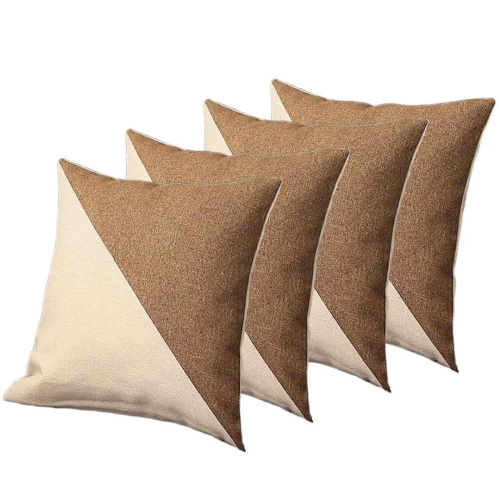 HomeRoots Set of Four 18" Ivory and Brown Color Block Throw Pillows for Stylish Home Décor & Comfort 471840