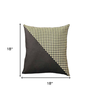 Homeroots Set Of Four 18" Black And Yellow Houndstooth Fabric Throw Pillows   471843