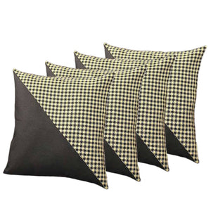 Homeroots Set Of Four 18" Black And Yellow Houndstooth Fabric Throw Pillows   471843