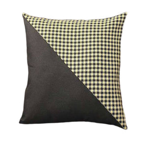 Homeroots Set Of Four 18" Black And Yellow Houndstooth Fabric Throw Pillows   471843