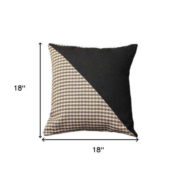 Homeroots Set Of Four 18" Brown Black And White Houndstooth Fabric Throw Pillows   471844