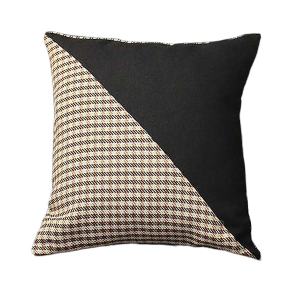 Homeroots Set Of Four 18" Brown Black And White Houndstooth Fabric Throw Pillows   471844