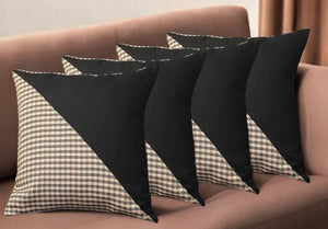 Homeroots Set Of Four 18" Brown Black And White Houndstooth Fabric Throw Pillows   471844