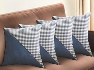 HomeRoots Set of Four 18" Blue and White Houndstooth Throw Pillows for Modern Home Decor and Comfort 471845