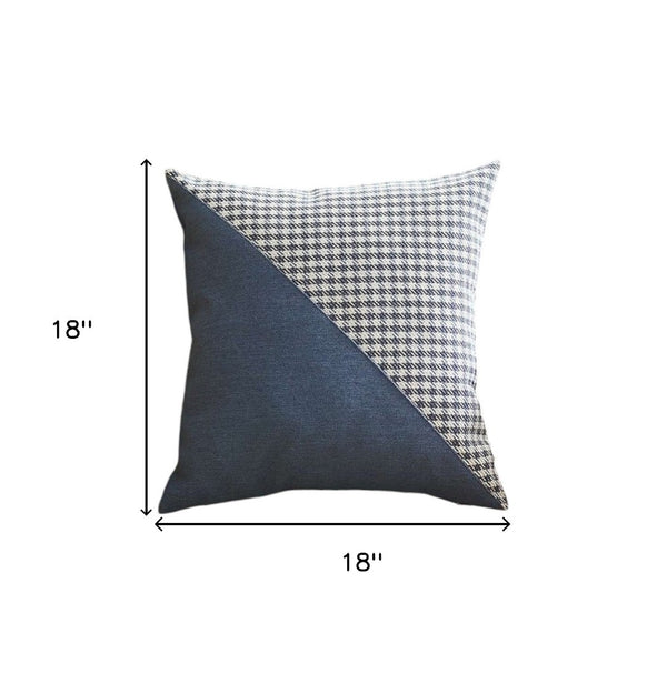 HomeRoots Set of Four 18" Blue and White Houndstooth Throw Pillows for Modern Home Decor and Comfort 471845