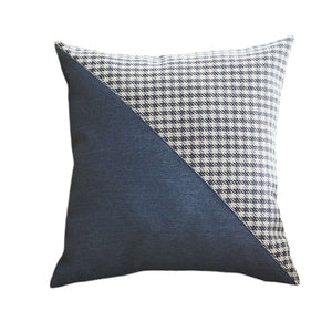 HomeRoots Set of Four 18" Blue and White Houndstooth Throw Pillows for Modern Home Decor and Comfort 471845