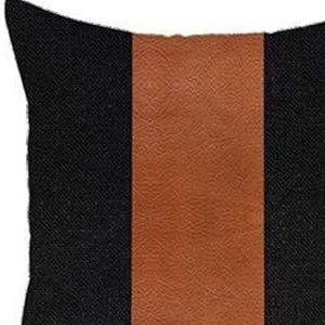 HomeRoots Set of Four 18" Brown & Black Faux Leather Throw Pillows – Stylish Home Décor for Any Room 471851