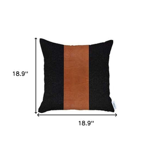 HomeRoots Set of Four 18" Brown & Black Faux Leather Throw Pillows – Stylish Home Décor for Any Room 471851