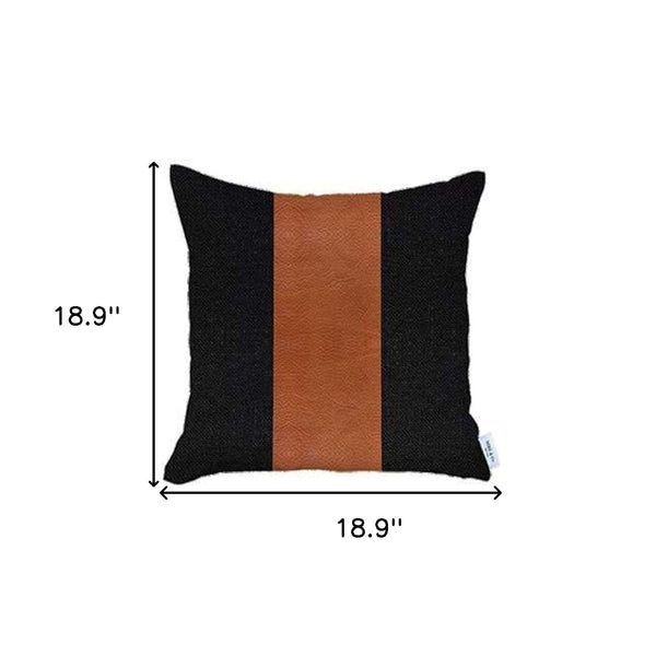 HomeRoots Set of Four 18" Brown & Black Faux Leather Throw Pillows – Stylish Home Décor for Any Room 471851