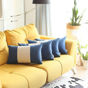 HomeRoots Set of Four Stylish Grey and Blue Geometric Lumbar Pillows – Handmade, Zippered, and Cozy Comfort! 471865