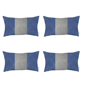 HomeRoots Set of Four Stylish Grey and Blue Geometric Lumbar Pillows – Handmade, Zippered, and Cozy Comfort! 471865