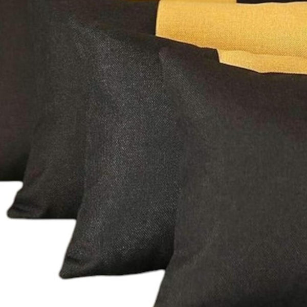 HomeRoots Set of Four Black and Yellow Lumbar Throw Pillows for Stylish Support – Perfect Home Accent! 471867