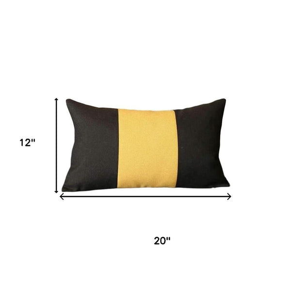 HomeRoots Set of Four Black and Yellow Lumbar Throw Pillows for Stylish Support – Perfect Home Accent! 471867