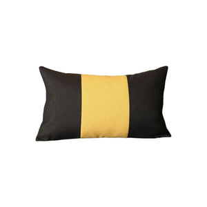 HomeRoots Set of Four Black and Yellow Lumbar Throw Pillows for Stylish Support – Perfect Home Accent! 471867
