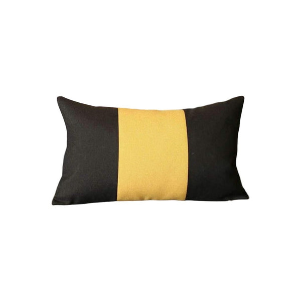 HomeRoots Set of Four Black and Yellow Lumbar Throw Pillows for Stylish Support – Perfect Home Accent! 471867