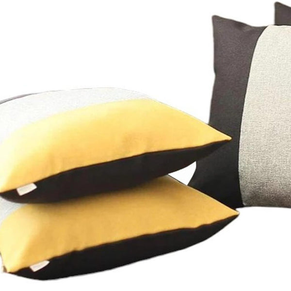 HomeRoots Set of Four 18" Black and Yellow Throw Pillows – Stylish, Durable, and Allergy-Friendly Accent Decor! 471869
