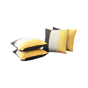 HomeRoots Set of Four 18" Black and Yellow Throw Pillows – Stylish, Durable, and Allergy-Friendly Accent Decor! 471869
