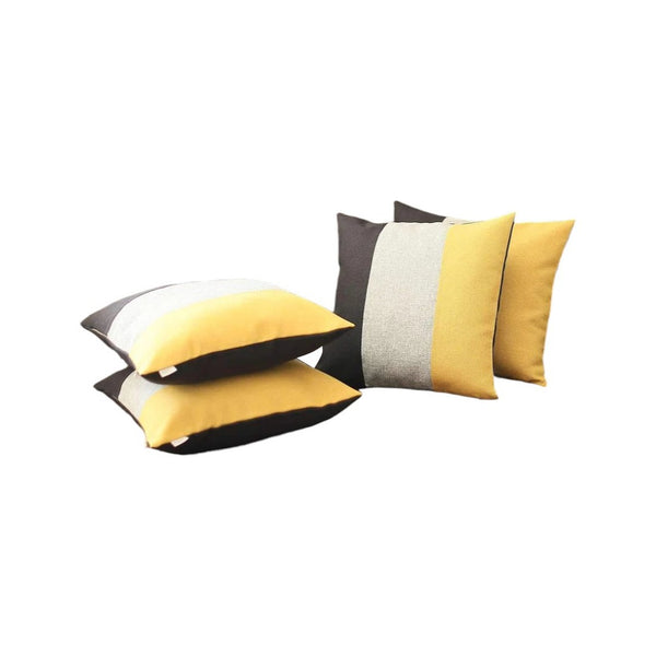HomeRoots Set of Four 18" Black and Yellow Throw Pillows – Stylish, Durable, and Allergy-Friendly Accent Decor! 471869