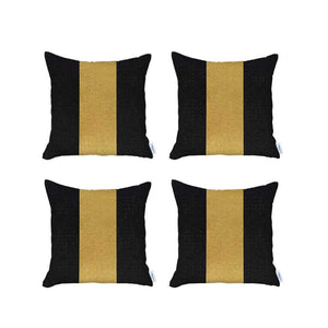 HomeRoots Set of Four 18" Black & Yellow Geometric Throw Pillows – Handmade, Stylish Decor for Every Space! 471870