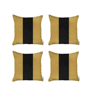 HomeRoots Set of Four Stylish 18" Yellow & Black Geometric Zippered Throw Pillows for Modern Living Spaces 471871