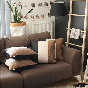 HomeRoots Set of Four Elegant 18" Black, Ivory & Brown Fabric Throw Pillows for Stylish Home Décor Comfort 471873