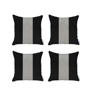 HomeRoots Set of Four 18" Grey & Black Geometric Throw Pillows - Handmade, Cozy, Modern Accent Cushions 471875