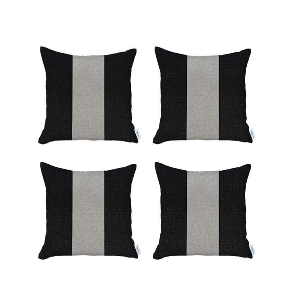 HomeRoots Set of Four 18" Grey & Black Geometric Throw Pillows - Handmade, Cozy, Modern Accent Cushions 471875