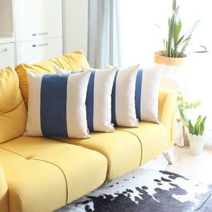 HomeRoots Set of Four Stylish 18" Grey & Blue Geometric Throw Pillows – Handmade, Zippered, Allergy-Friendly Decor 471879