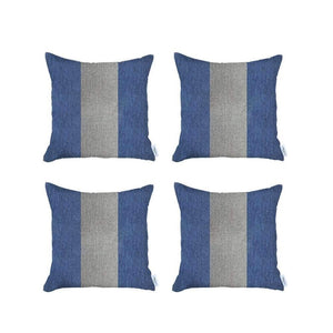 HomeRoots Set of Four Stylish 18" Grey and Blue Geometric Throw Pillows – Handcrafted, Durable, Allergy-Friendly! 471880