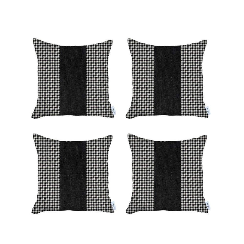 HomeRoots Set of Four 18" Houndstooth Zippered Throw Pillows - Handmade, Durable, Stylish Accent Decor 471883
