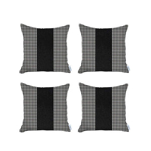 HomeRoots Set of Four 18" Houndstooth Zippered Throw Pillows - Handmade, Durable, Stylish Accent Decor 471883