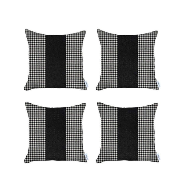 HomeRoots Set of Four 18" Houndstooth Zippered Throw Pillows - Handmade, Durable, Stylish Accent Decor 471883