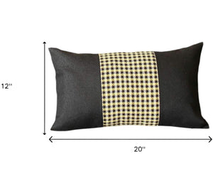 HomeRoots Set of Four 12" X 20" Black and Yellow Houndstooth Pillows for Stylish Comfort and Support 471887