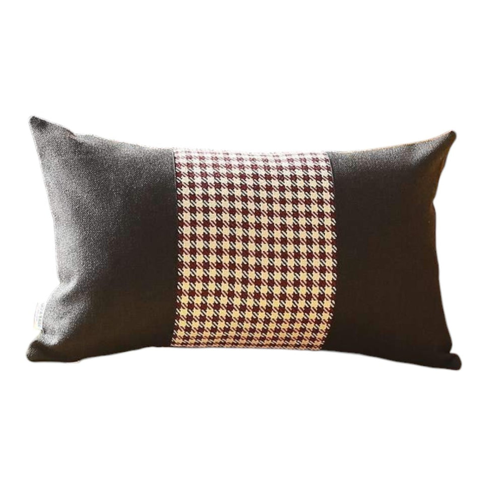 HomeRoots Set of Four Stylish 12" X 20" Houndstooth Lumbar Pillows in Bold Black, Red & White Design 471888