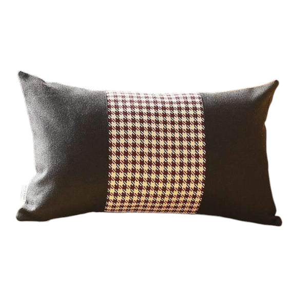 HomeRoots Set of Four Stylish 12" X 20" Houndstooth Lumbar Pillows in Bold Black, Red & White Design 471888