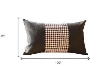 HomeRoots Set of Four Stylish 12" X 20" Houndstooth Lumbar Pillows in Bold Black, Red & White Design 471888