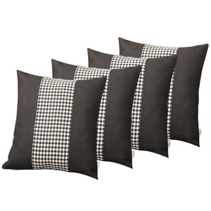 Homeroots Set Of Four 18" Black And White Houndstooth Fabric Throw Pillows   471890