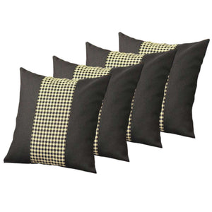 HomeRoots Set of Four 18" Black and Yellow Houndstooth Throw Pillows for Stylish Home Decor and Comfort 471891