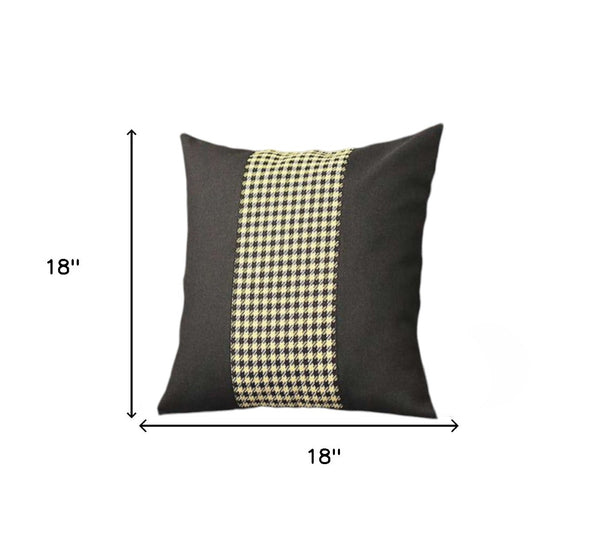 HomeRoots Set of Four 18" Black and Yellow Houndstooth Throw Pillows for Stylish Home Decor and Comfort 471891