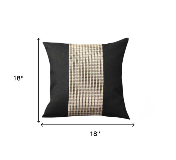 HomeRoots Set of Four 18" Houndstooth Throw Pillows in Black, Brown & White - Stylish Home Decor Accents 471894