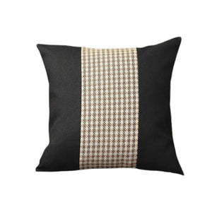 HomeRoots Set of Four 18" Houndstooth Throw Pillows in Black, Brown & White - Stylish Home Decor Accents 471894