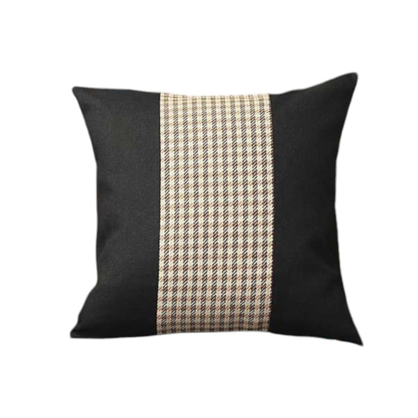 HomeRoots Set of Four 18" Houndstooth Throw Pillows in Black, Brown & White - Stylish Home Decor Accents 471894